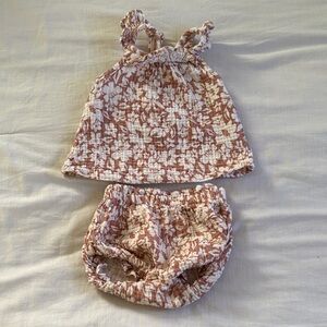 Adorable Kids Floral Diaper Cover Set - Brown and White